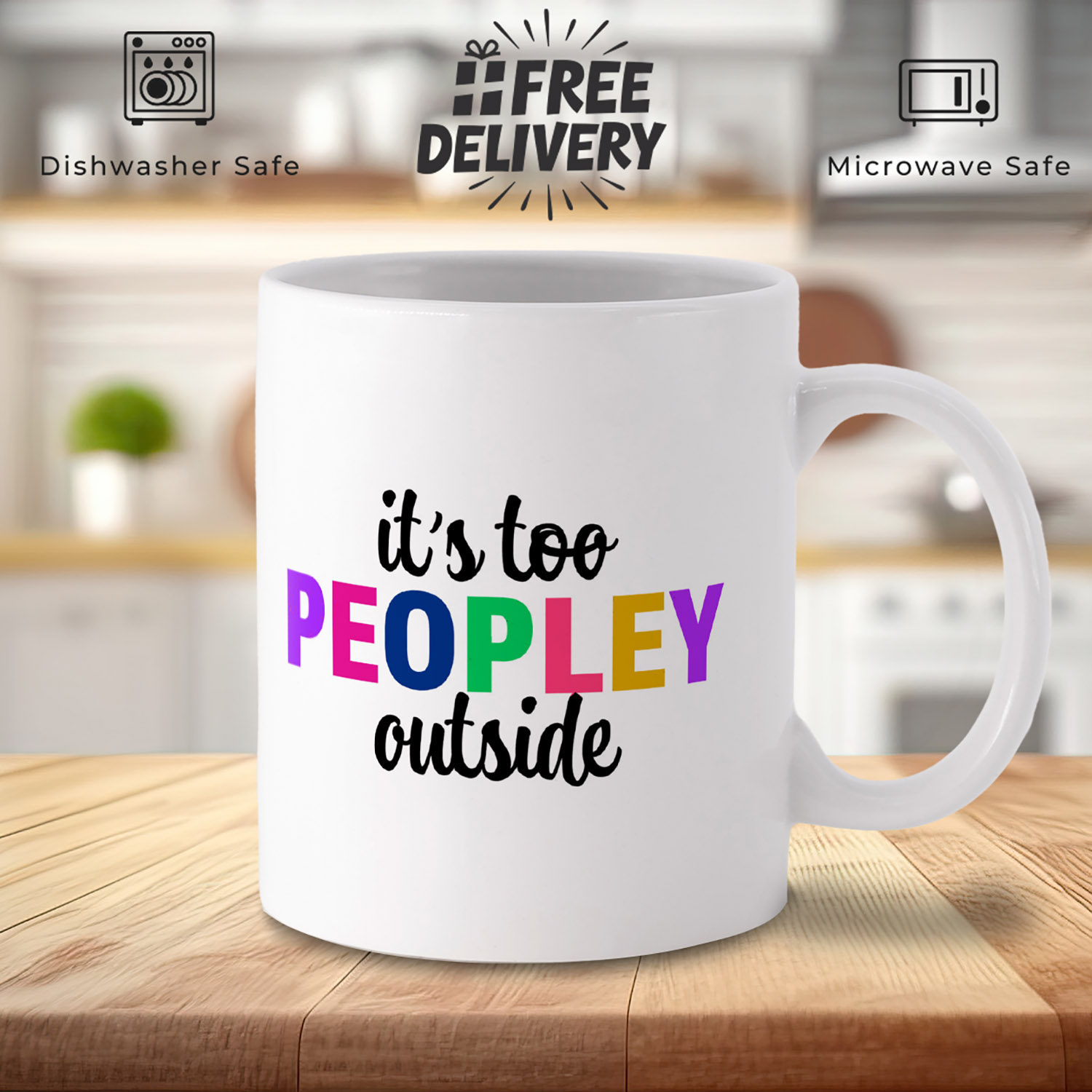 Quirky 'Too People Outside' Mug for Introverts