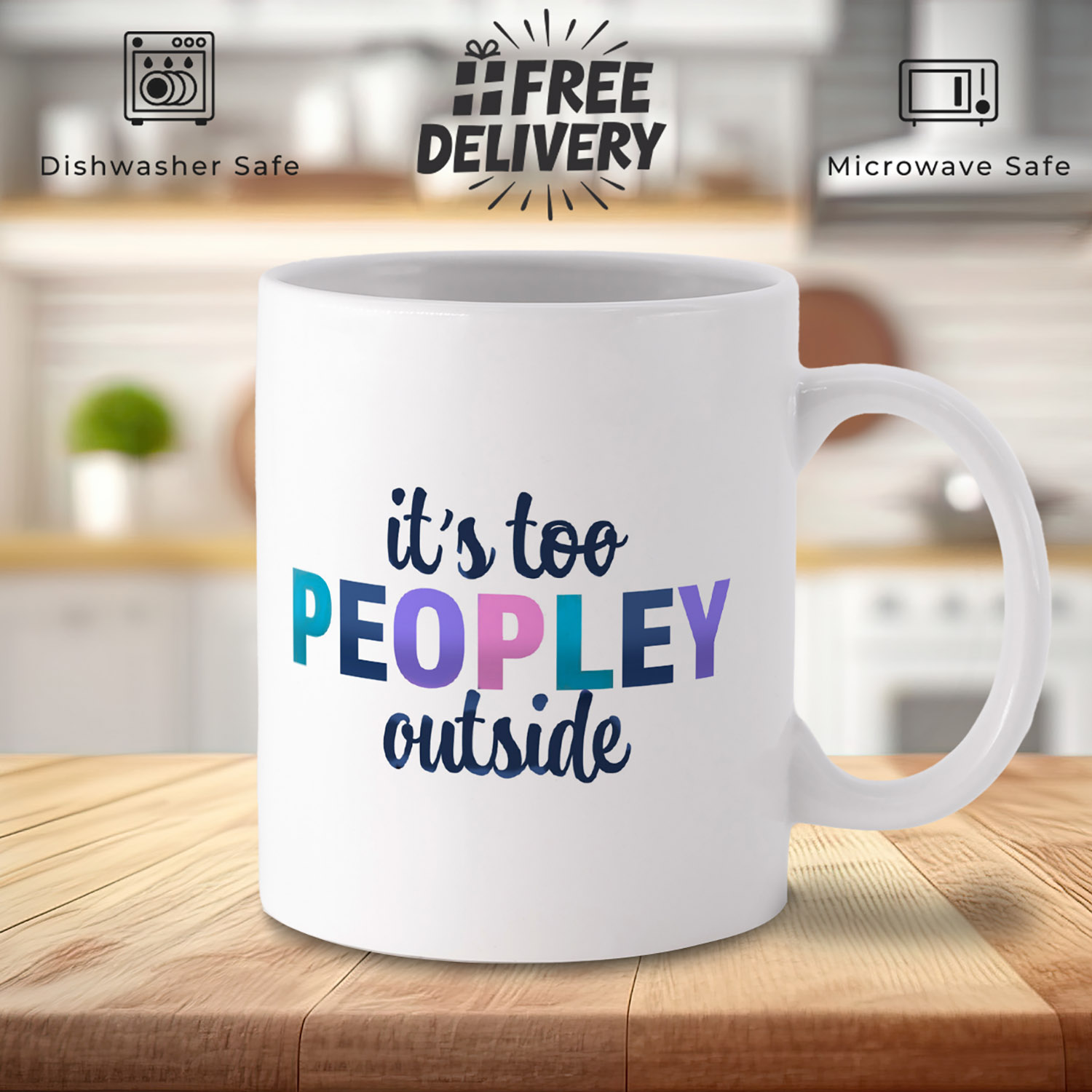 Muted 'It's Too People Outside' Mug for Introverts