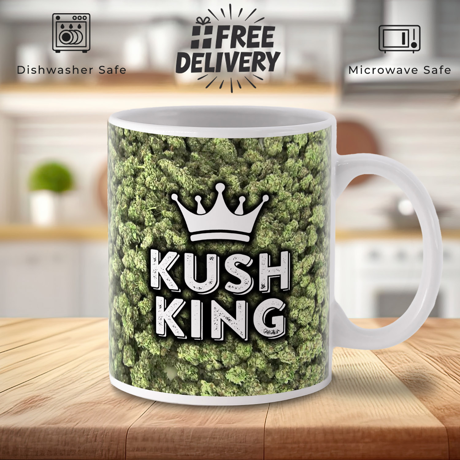 Kush King Bud Mug - Unique Cannabis Design for Enthusiasts