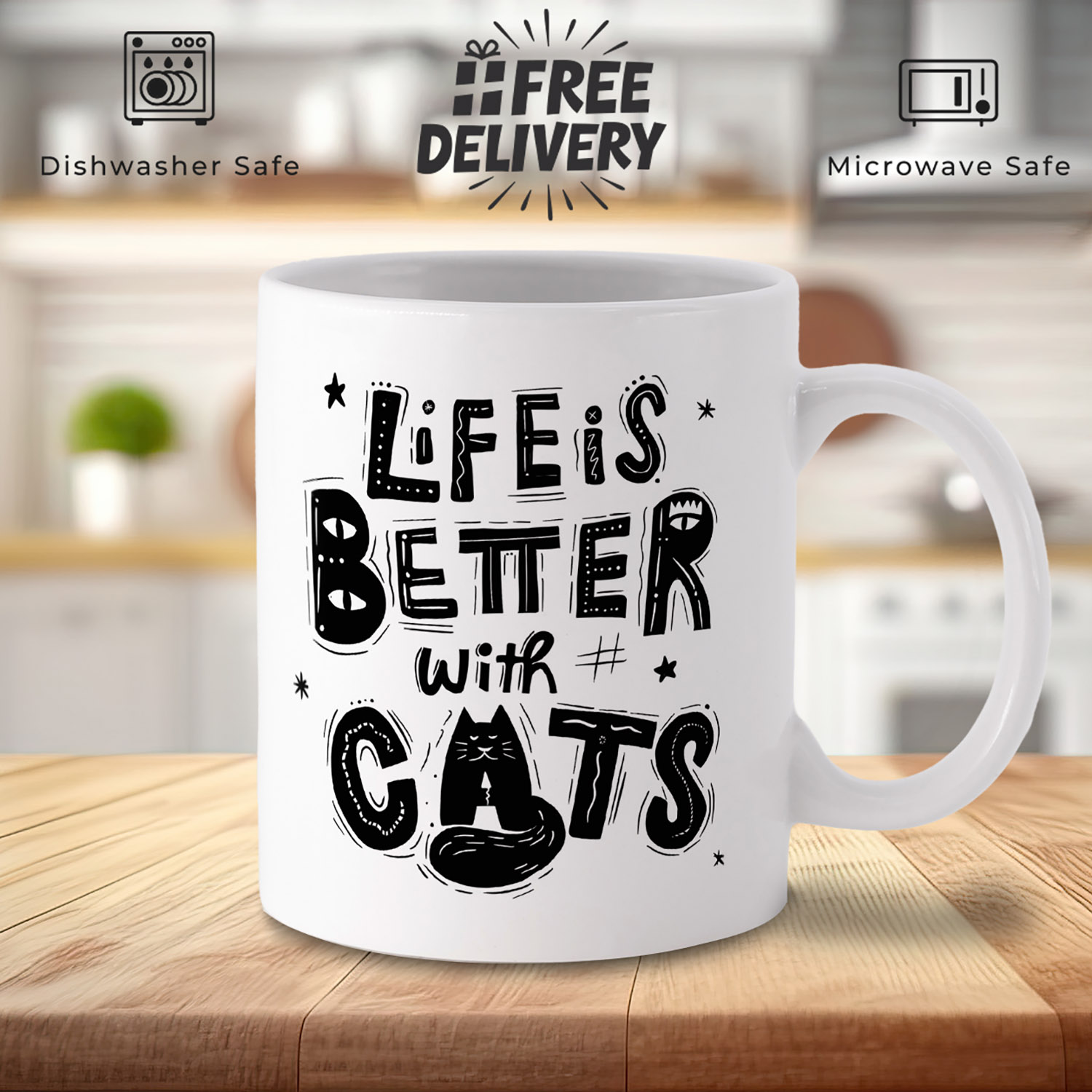 Personalised Cat Lover's Mug: Life is Better with Cats