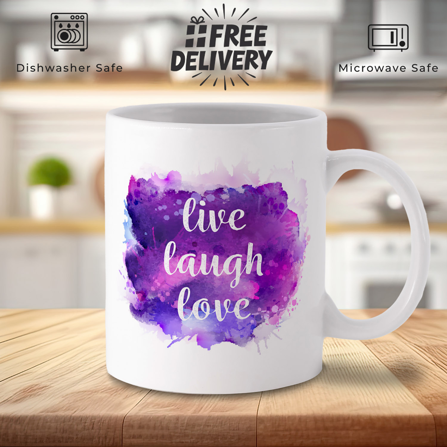 Live Laugh Love Watercolour Mug - Perfect Gift for Friends