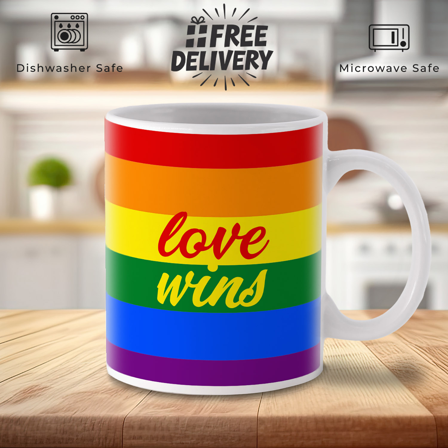 Love Wins Rainbow Flag Mug - Celebrate Pride with Style