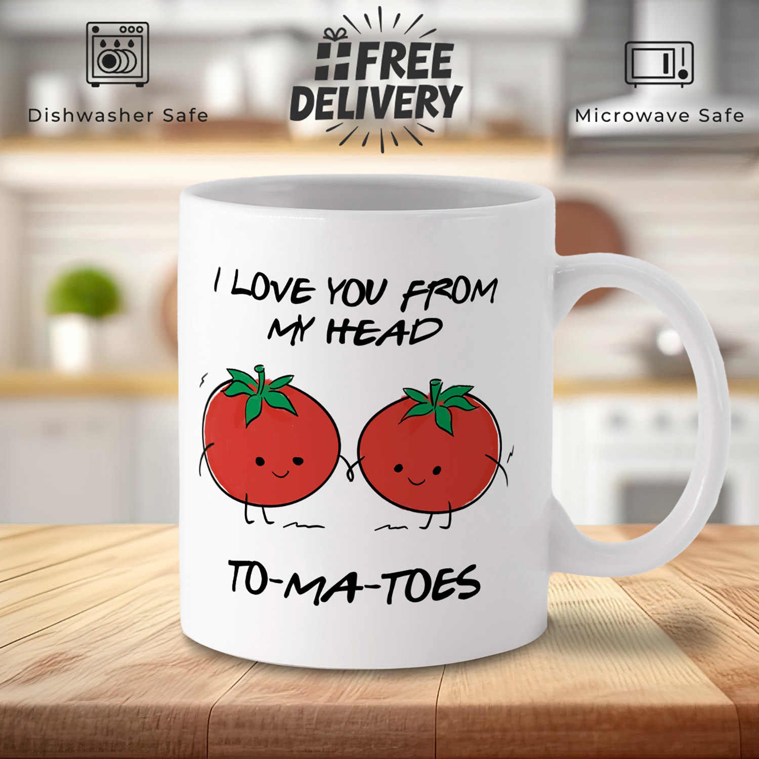 Love You From My Head Tomatoes Mug - Cute Gift for Couples