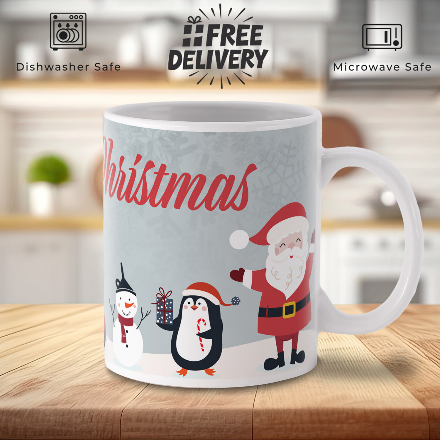 Festive Santa & Penguin Mug - Perfect Holiday Gift