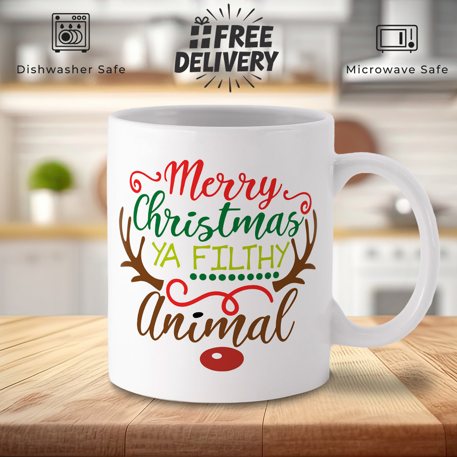 Funny 'Merry Christmas You Filthy Animal' Mug for Holiday Cheer