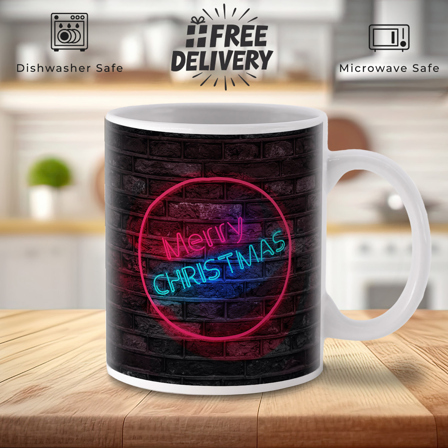 Neon Merry Christmas Mug - Festive Gift for Holiday Cheer