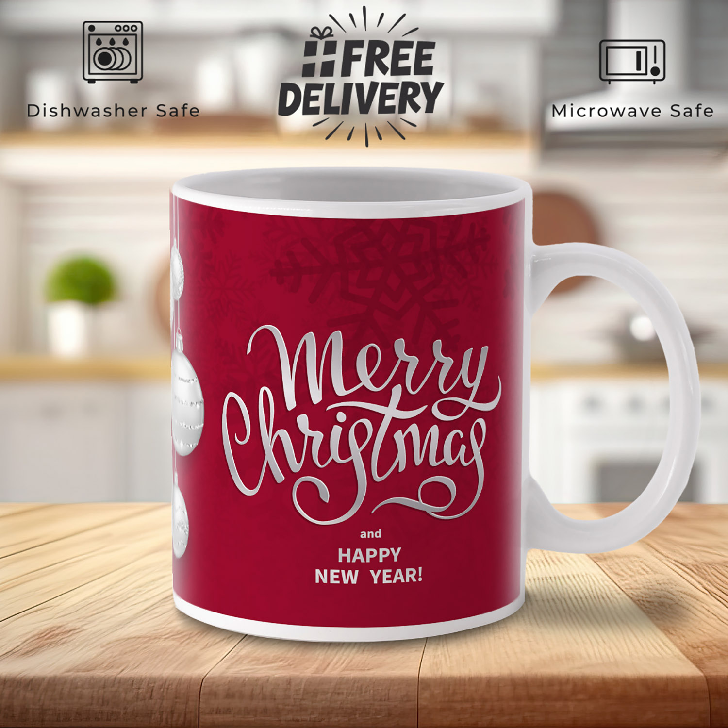 Festive Silver 'Merry Christmas' Mug for Holiday Cheer