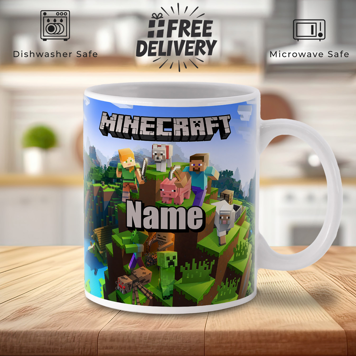 Personalized Minecraft Name Mug for Gamers