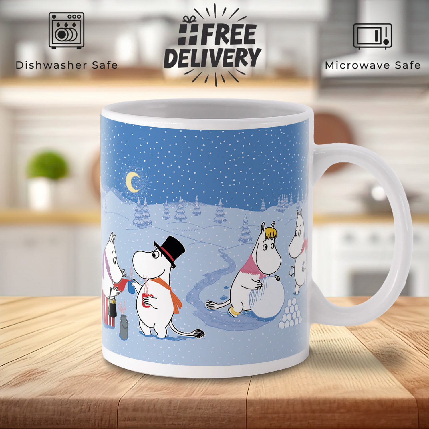 Moomin Christmas Snow Scene Mug - Festive Holiday Gift