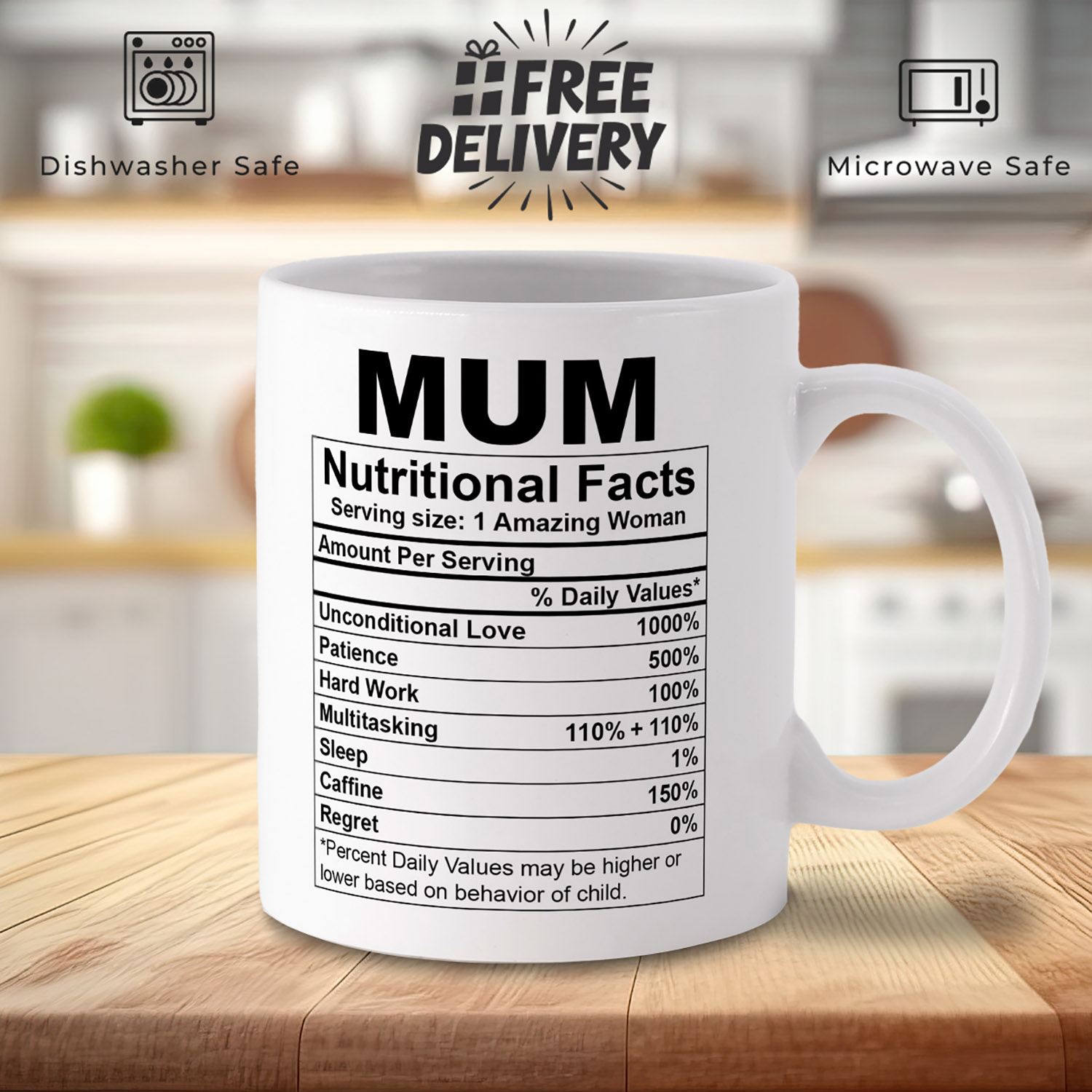 Awesome Mum Nutritional Facts Mug - Perfect Gift for Moms