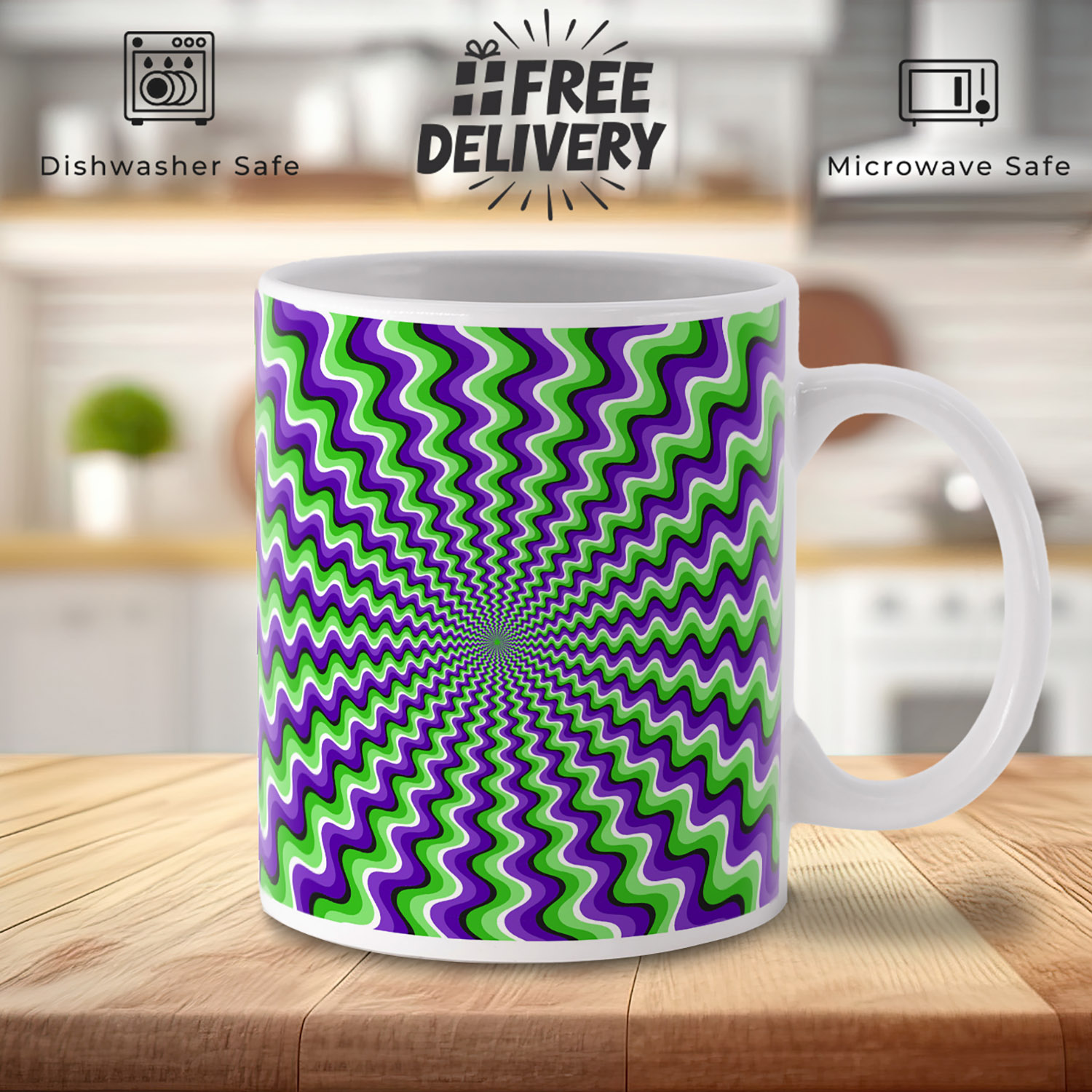 Pink Vortex Optical Illusion Mug - Unique Gift for Coffee Lovers