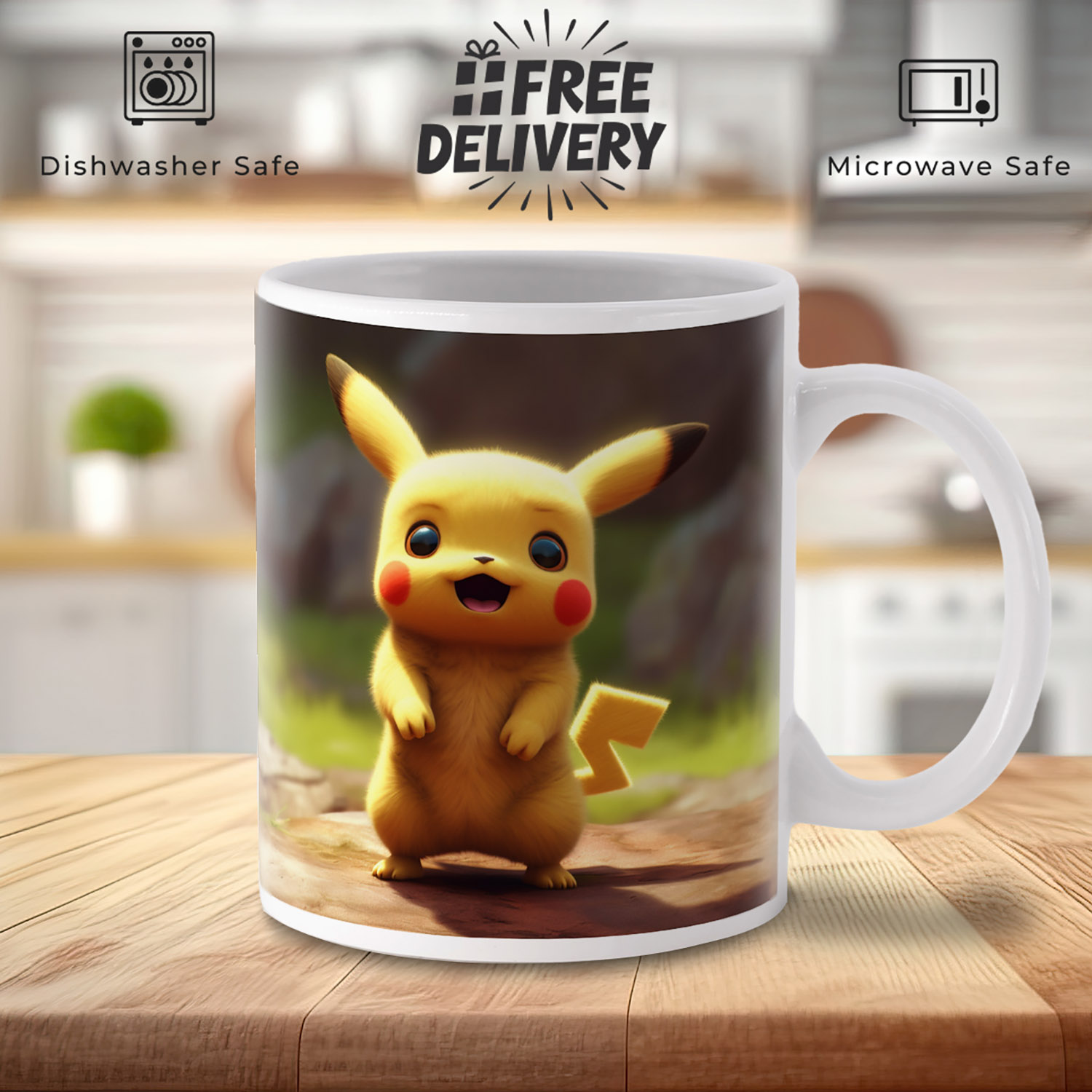 Photorealistic Pikachu Mug - Perfect for Pokémon Fans