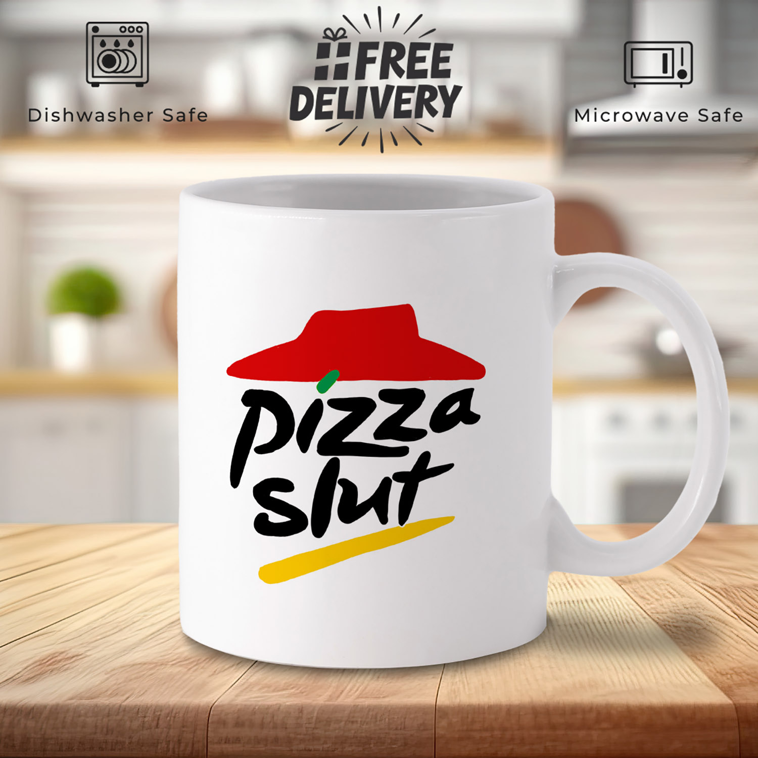 Pizza Slut Logo Mug - Fun Gift for Pizza Lovers