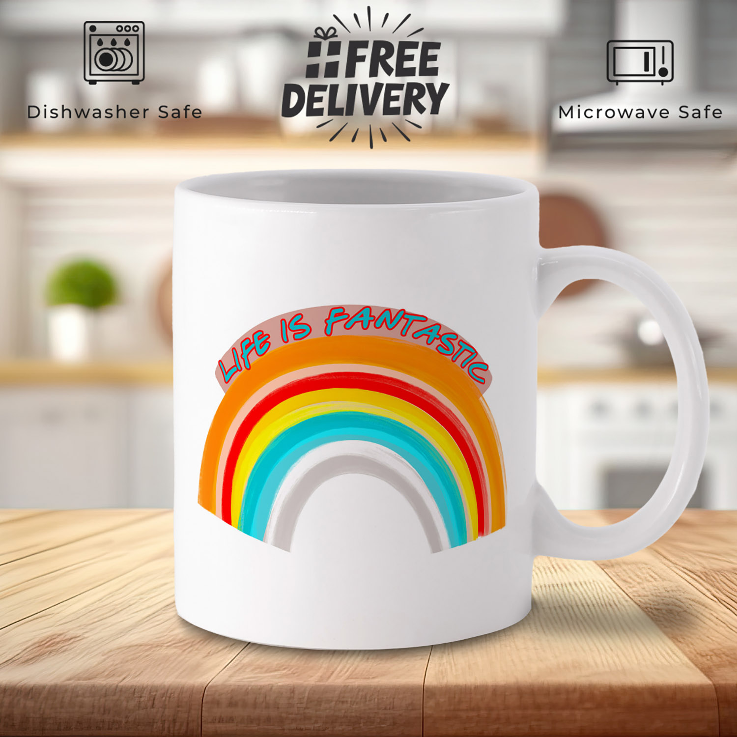 Rainbow 'Life is Fantastic' Mug - Cheerful Gift for All