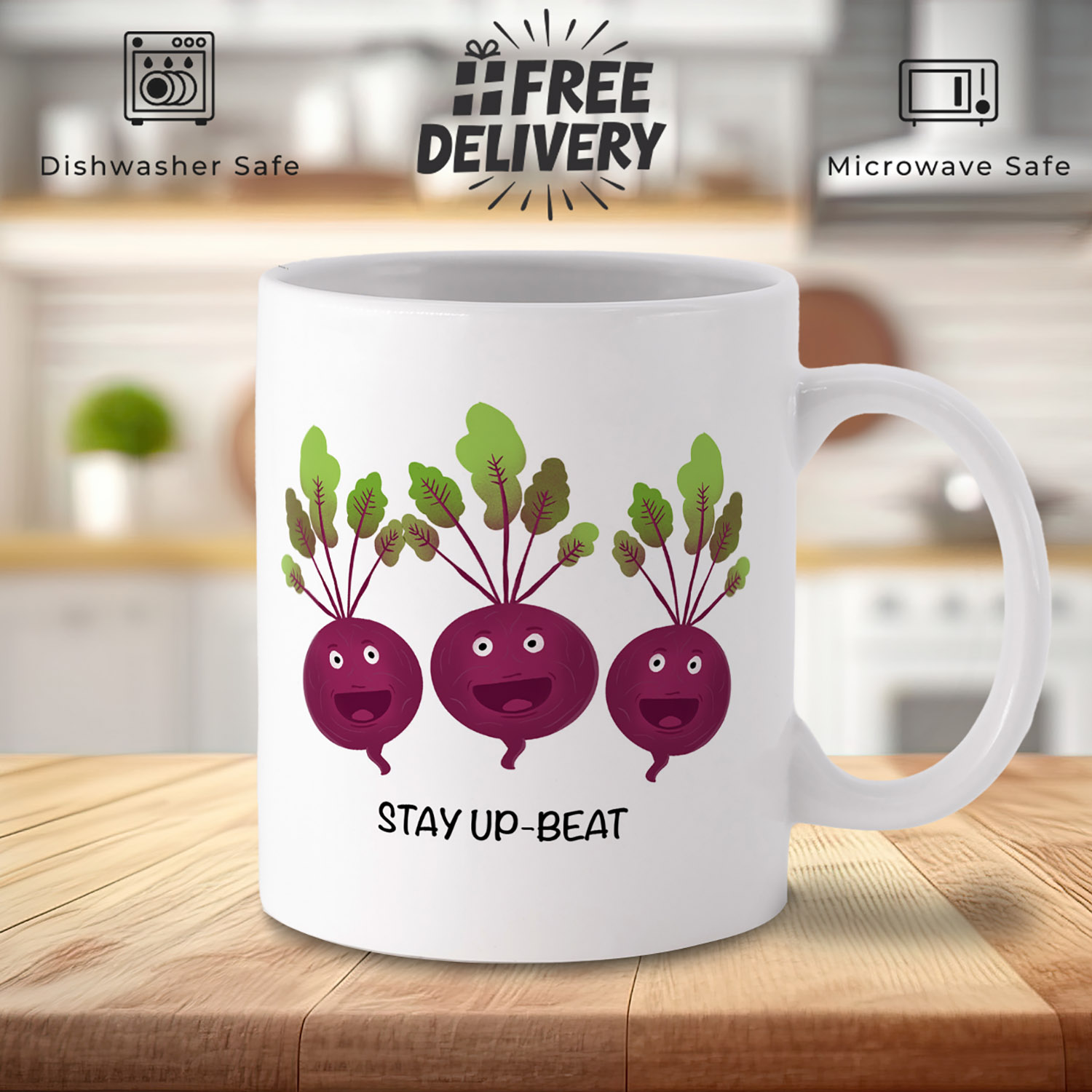 Beetroot Stay Up Beat Mug - Fun Gift for Health Lovers