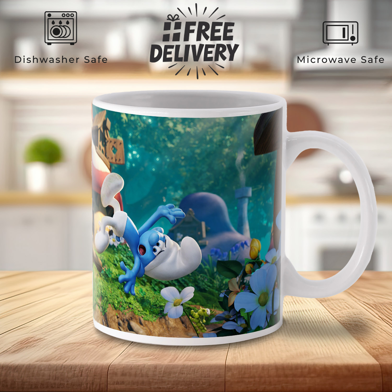 Smurfs Panoramic Mug - Whimsical Design for Fans & Collectors