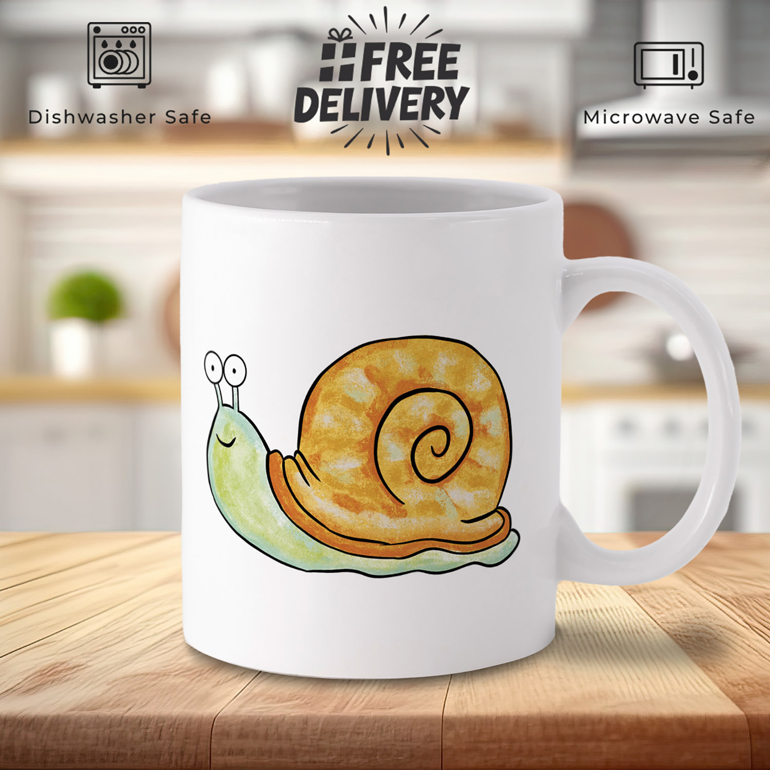 Adorable Illustrated Snail Mug for Cozy Sips