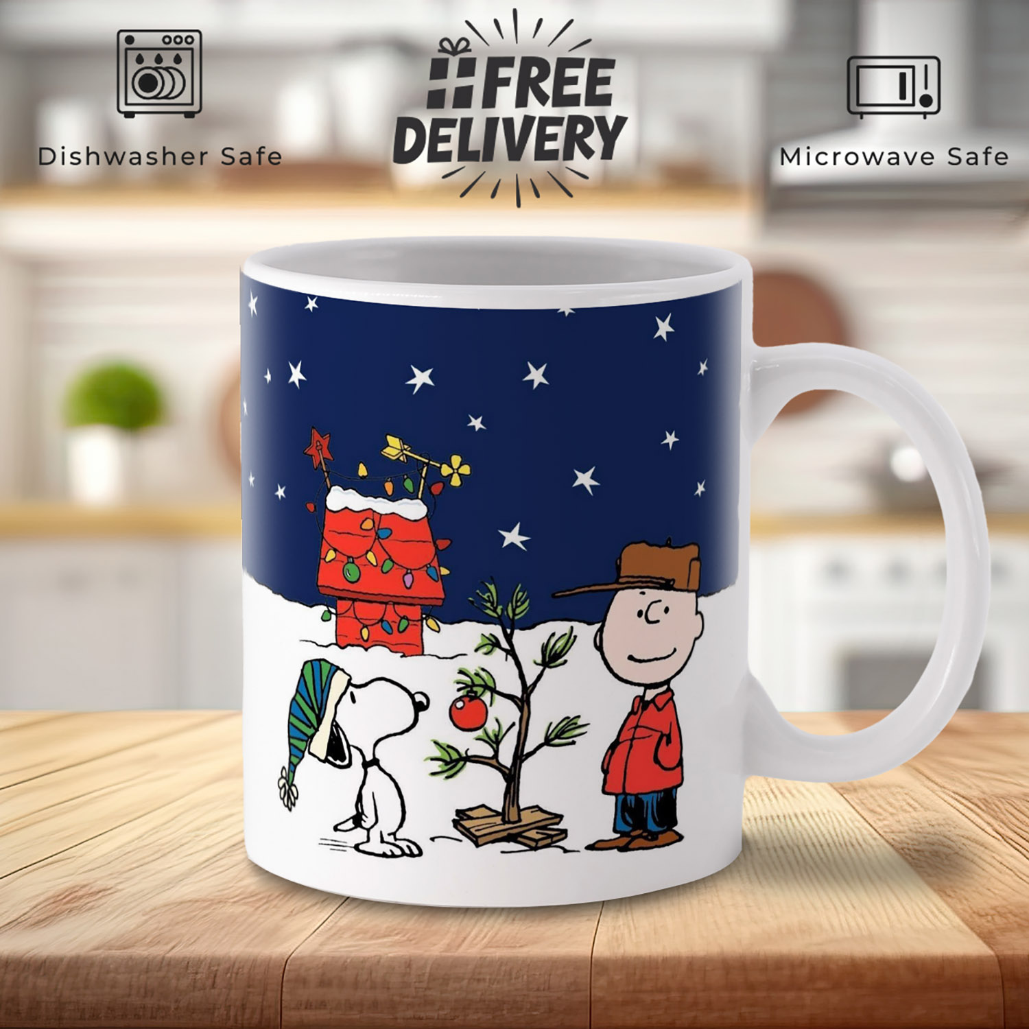 Snoopy Christmas Snow Scene Mug - Festive Holiday Gift