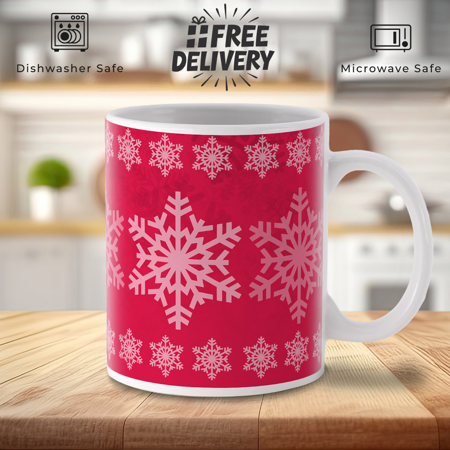 Festive Snowflake Red Mug - Perfect Holiday Gift!