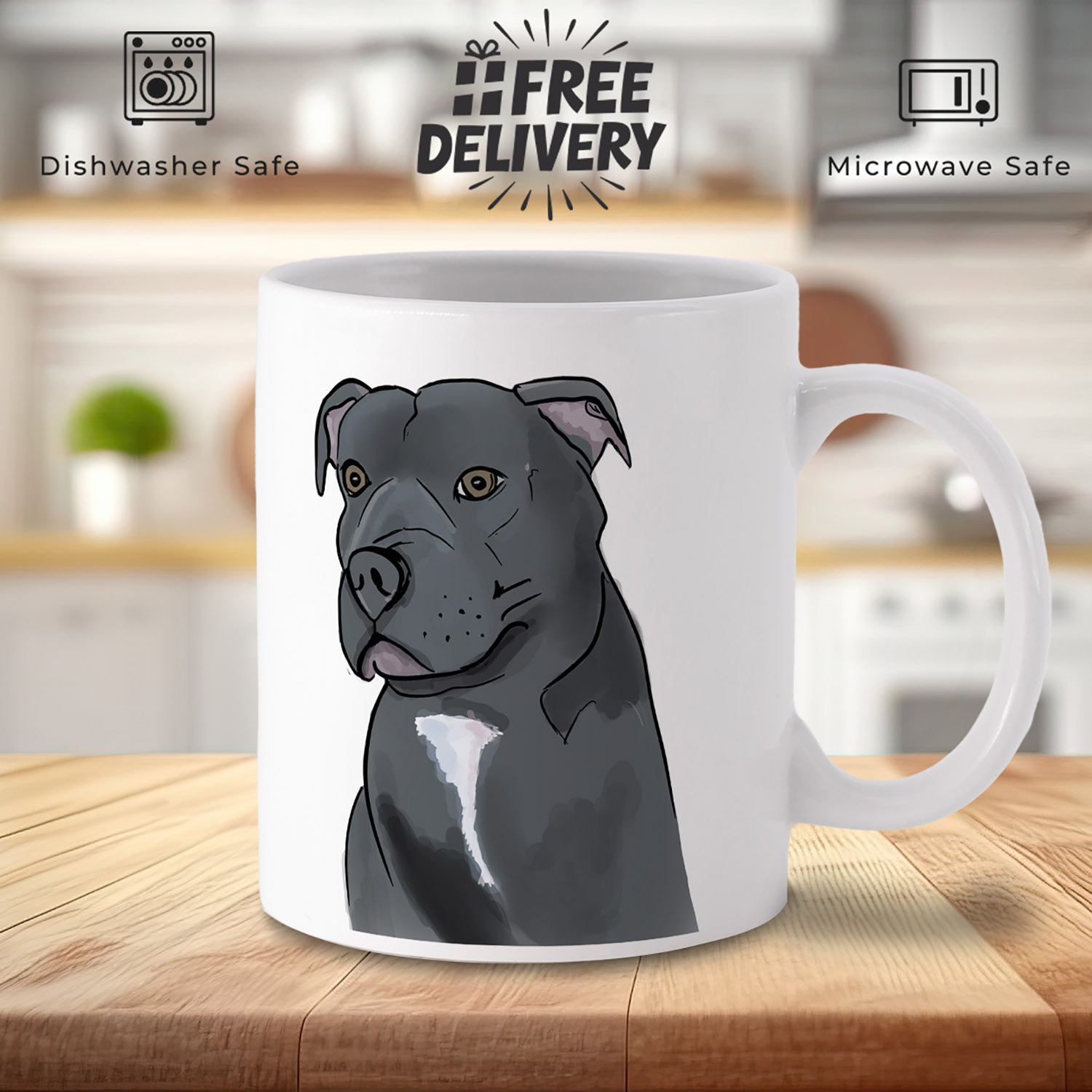 Charming Illustrated Staffordshire Bull Terrier Mug for Dog Lovers