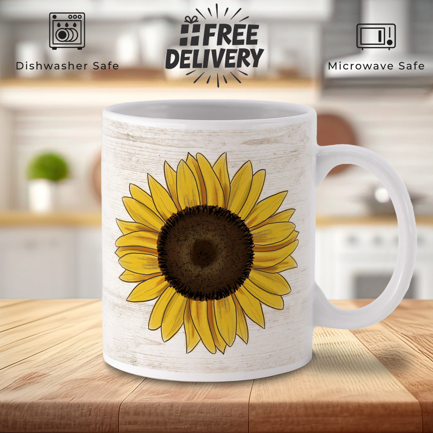 Charming Illustrated Sunflower Mug for Nature Lovers