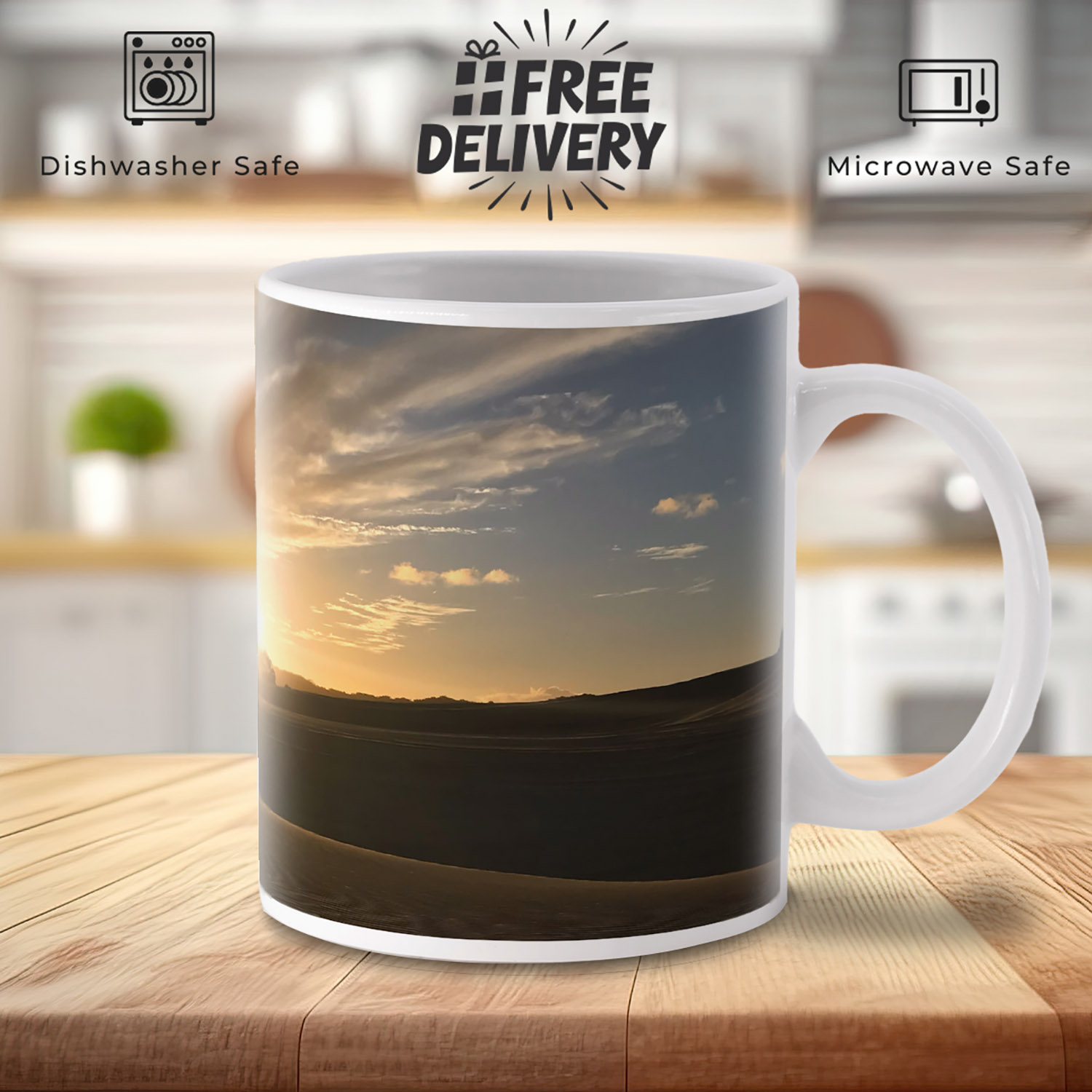 Golden Sunset Mug: Elegant Gift for Coffee Lovers