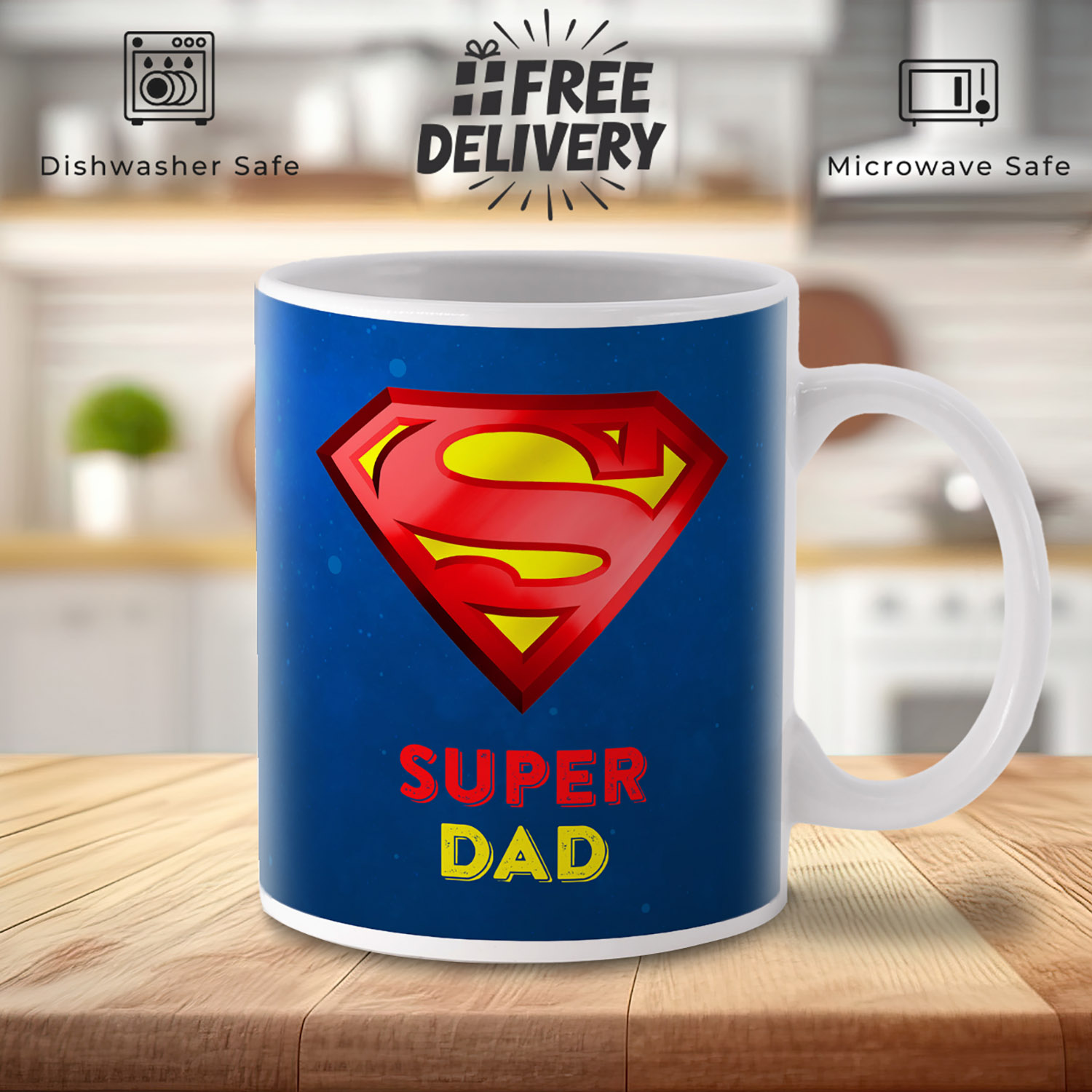 Super Dad Mug with Superman Logo - Perfect Gift for Dads