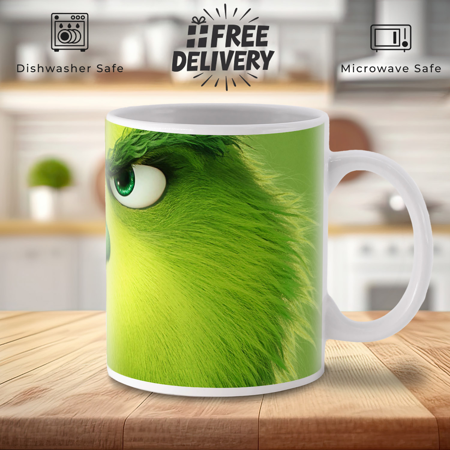 Full Wrap Grinch Face Mug - Perfect Holiday Gift