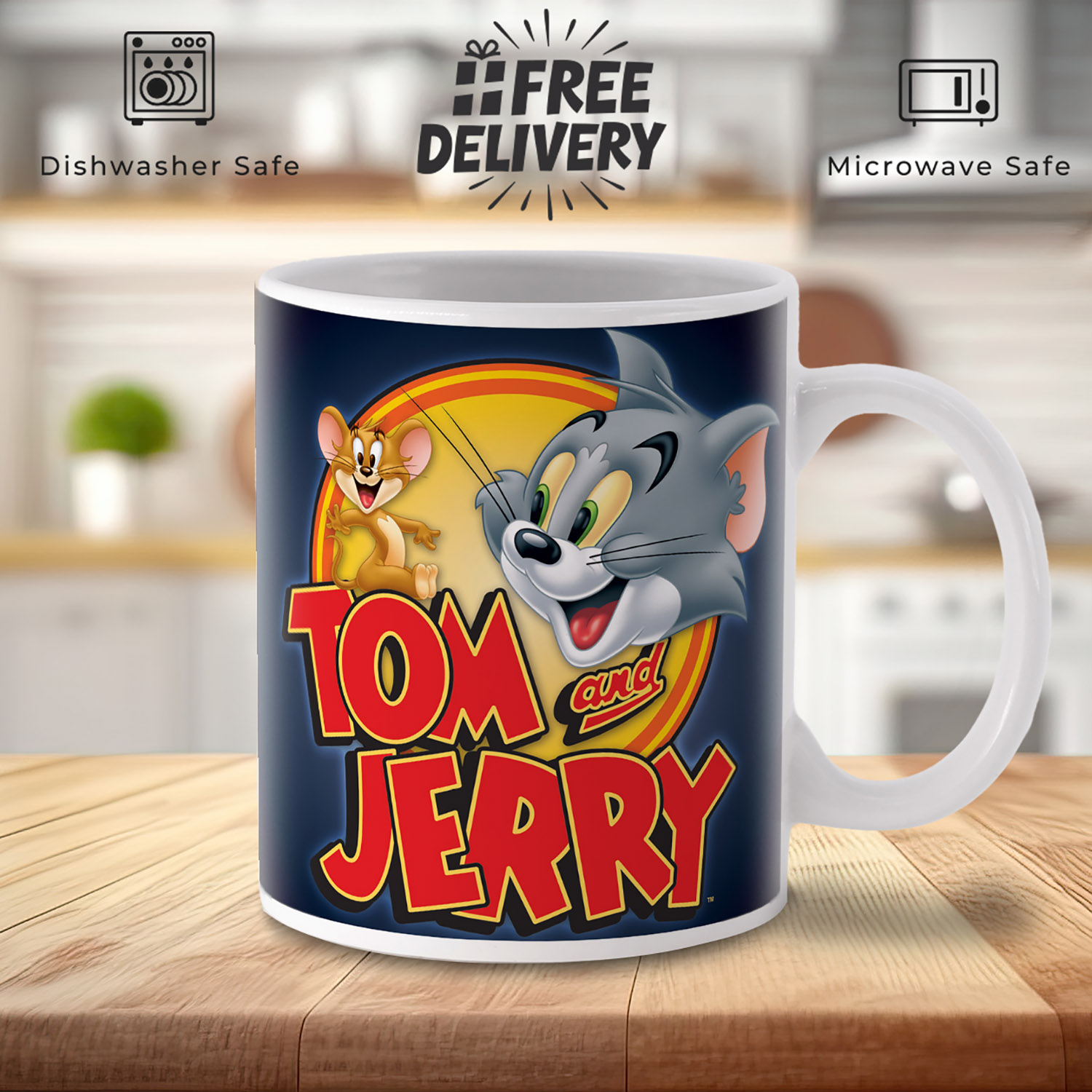 Tom and Jerry Blue Mug - Fun Cartoon Gift for Fans