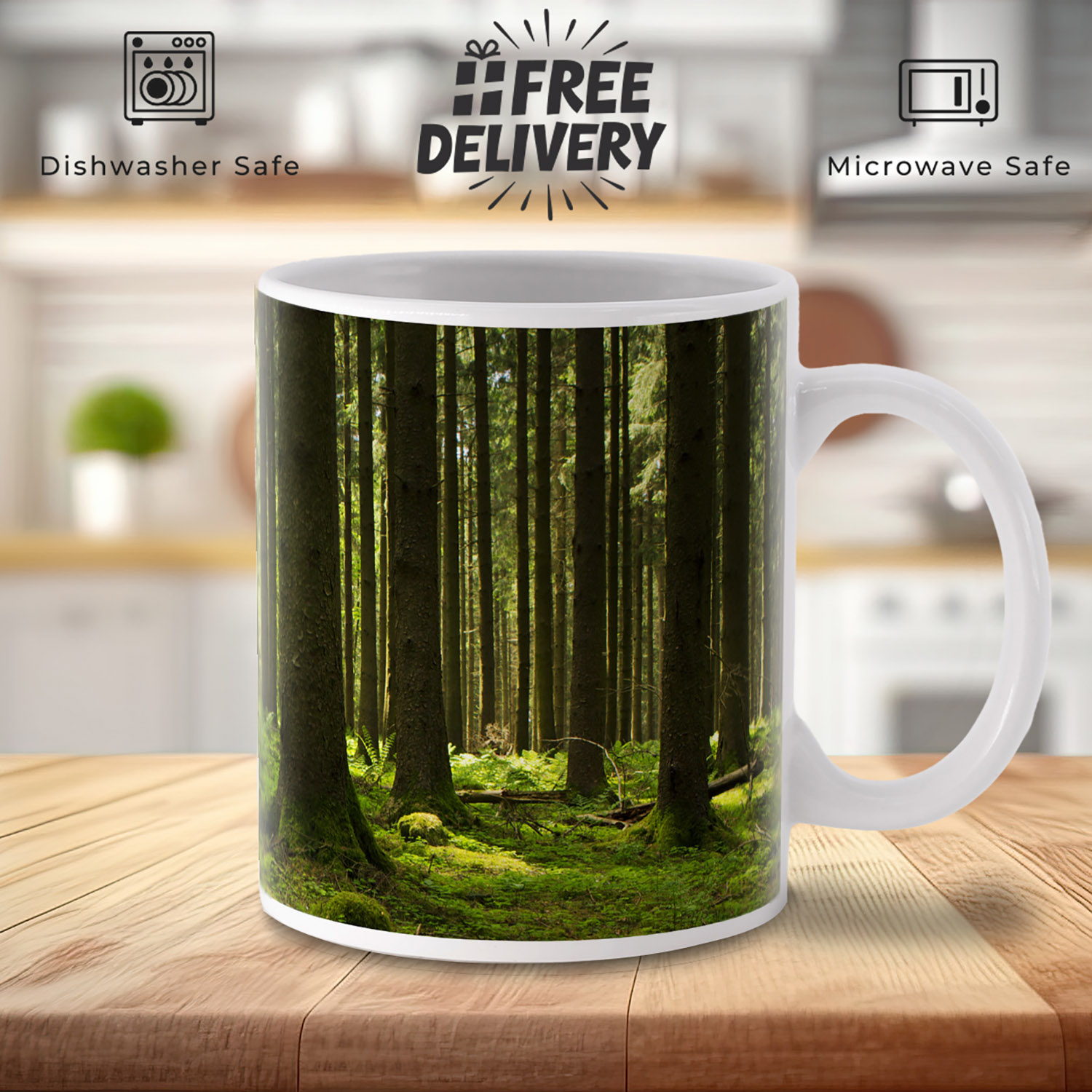 Sunrise Through Trees Mug - Nature-Inspired Coffee Cup