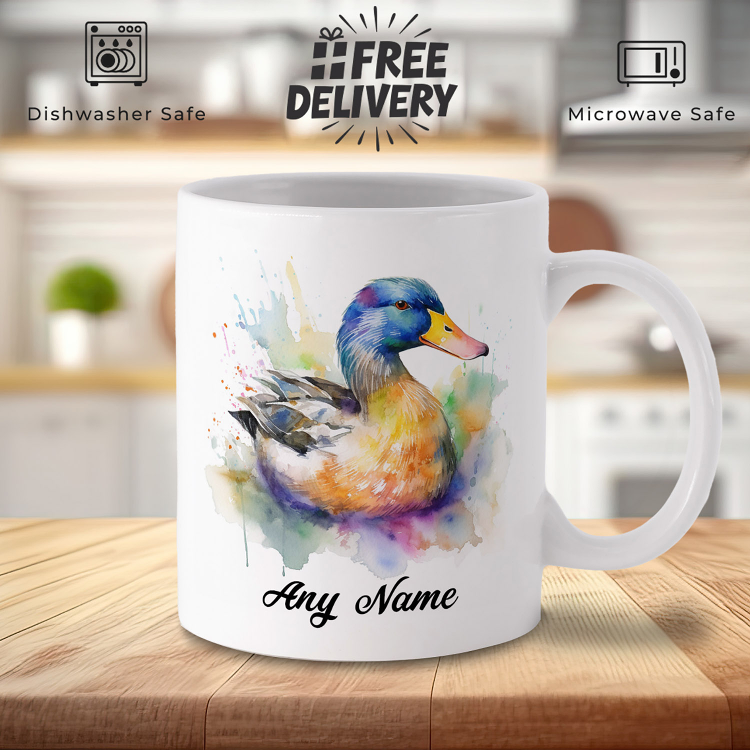 Charming Duck Watercolour Mug - Perfect Gift for Nature Lovers