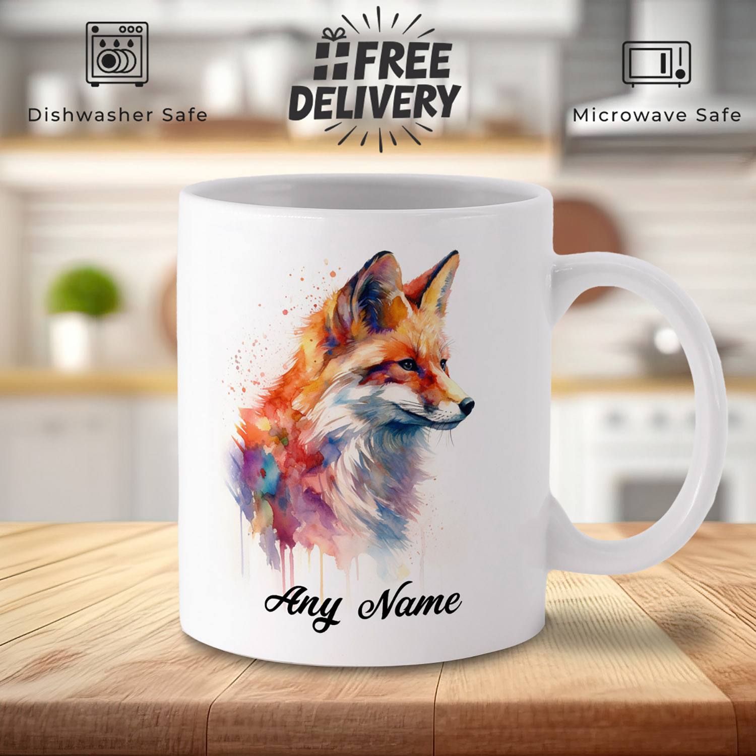 Charming Fox Watercolour Mug for Animal Lovers