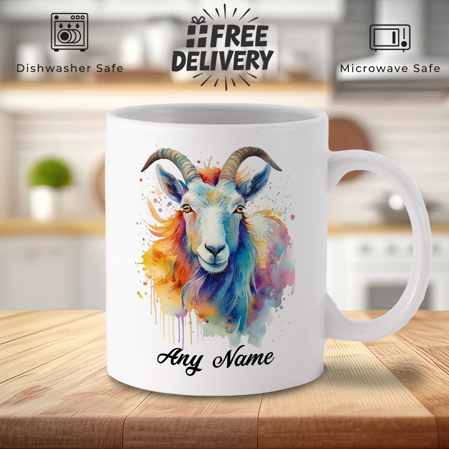 Charming Goat Watercolour Mug for Animal Lovers