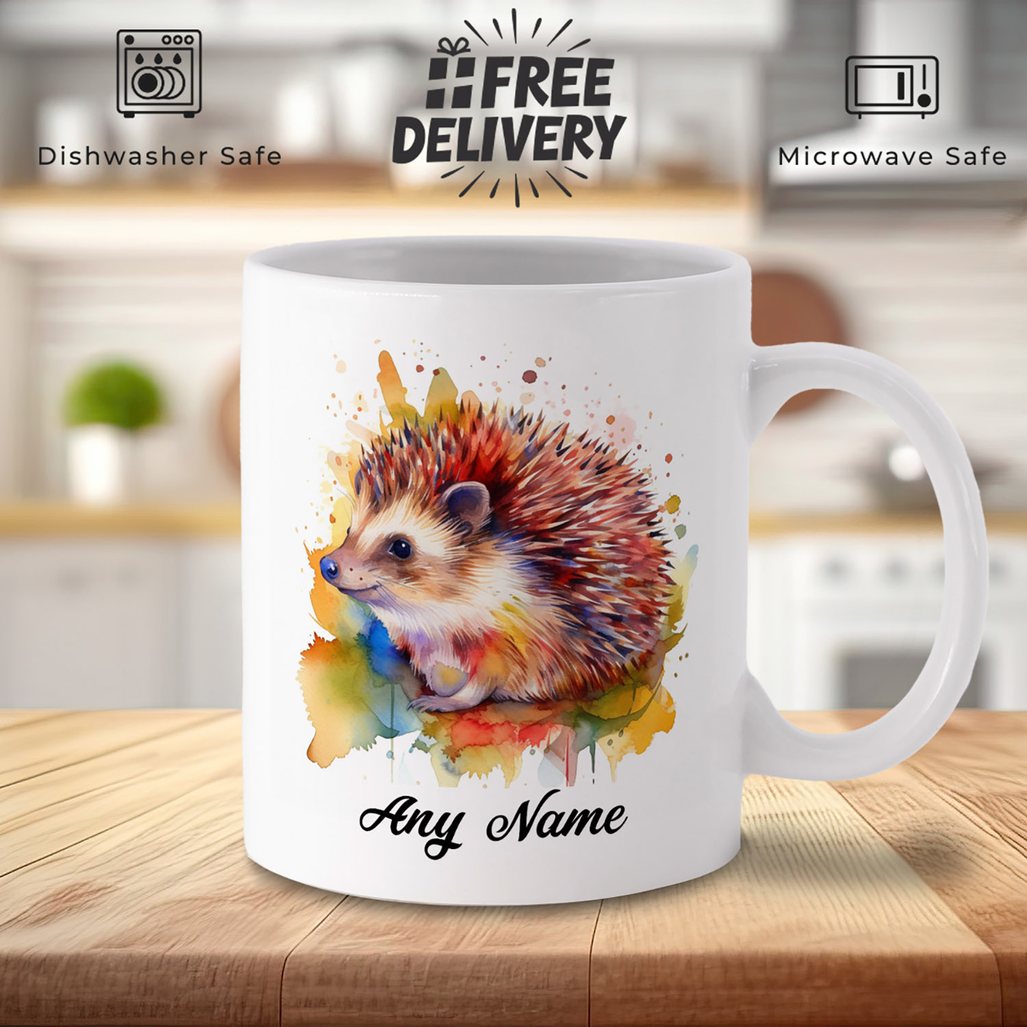 Personalised Watercolour Hedgehog Mug - Perfect Gift for Nature Lovers