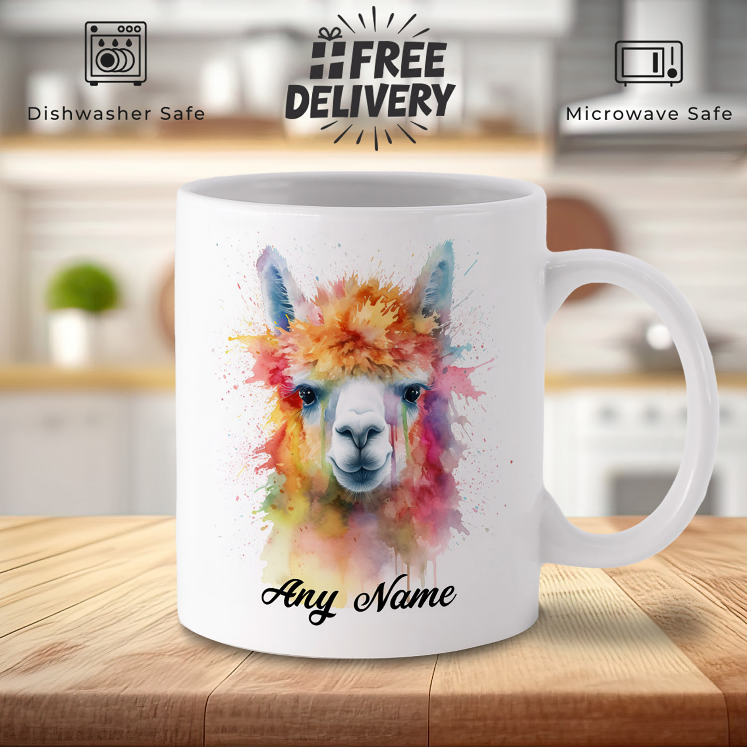 Charming Llama Watercolour Mug for Animal Lovers