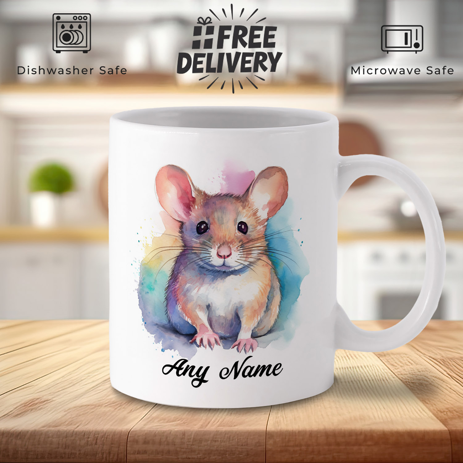 Personalised Watercolour Mouse Mug - Perfect Gift for Mouse Lovers