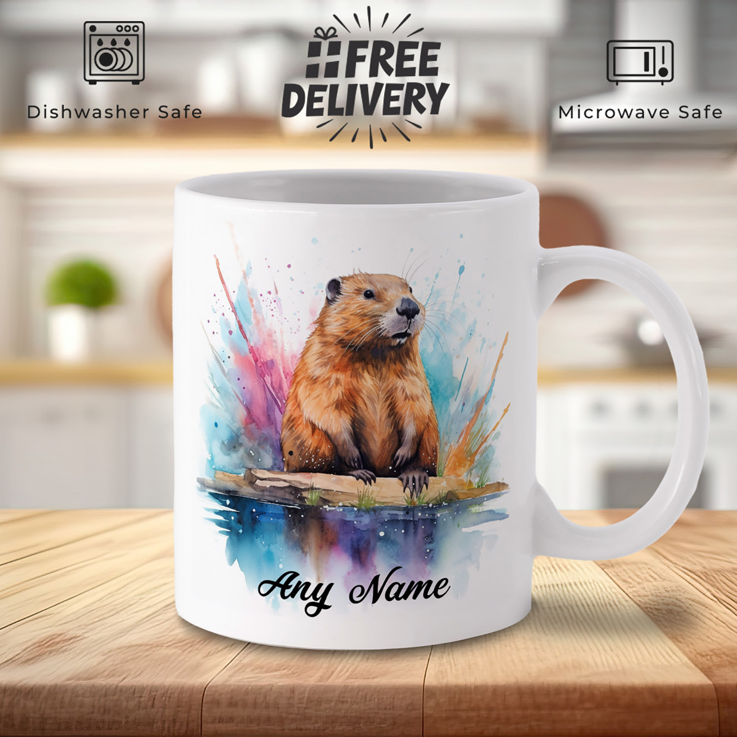 Charming Otter Watercolour Mug for Nature Lovers