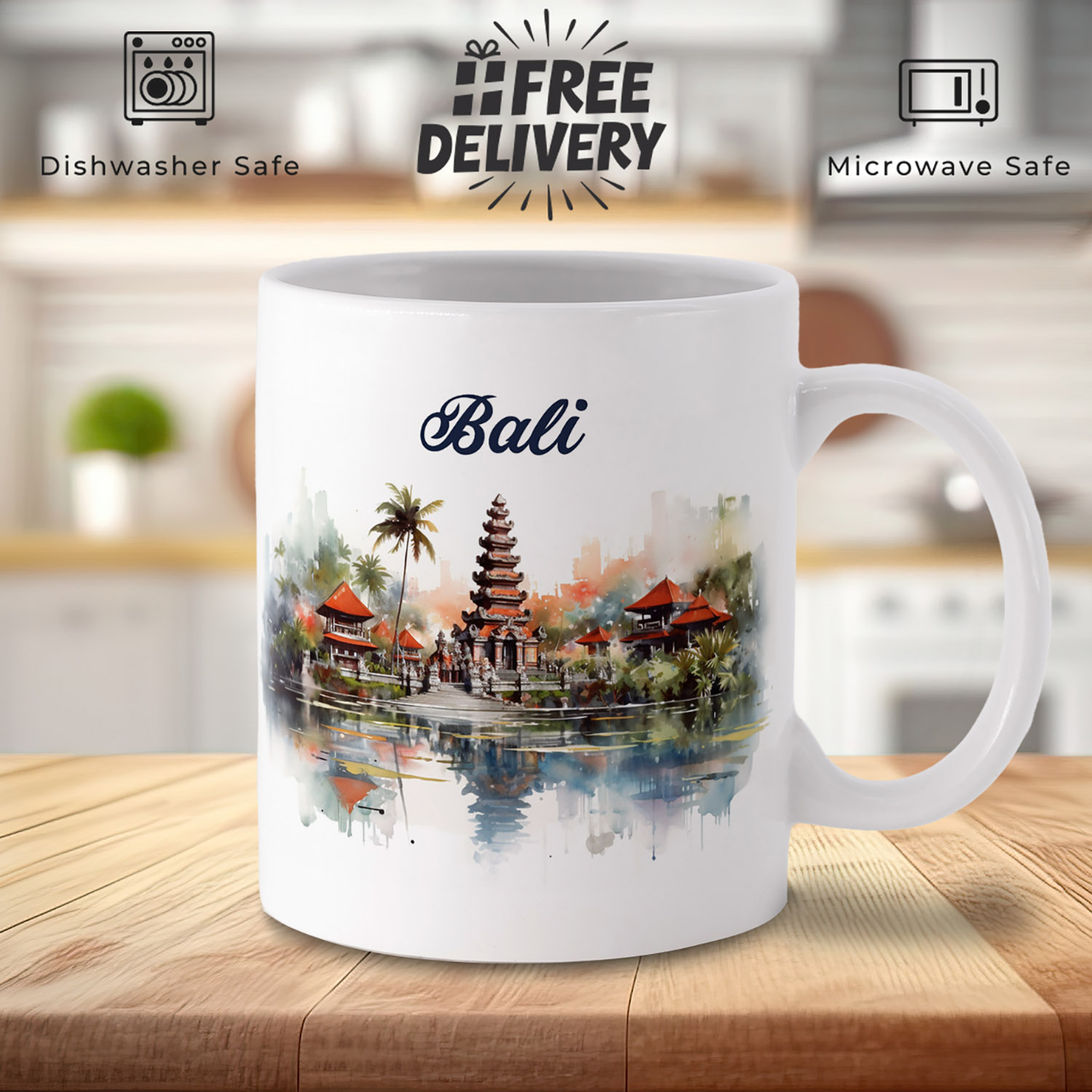 Bali Watercolour Mug - Artistic Gift for Travel Lovers