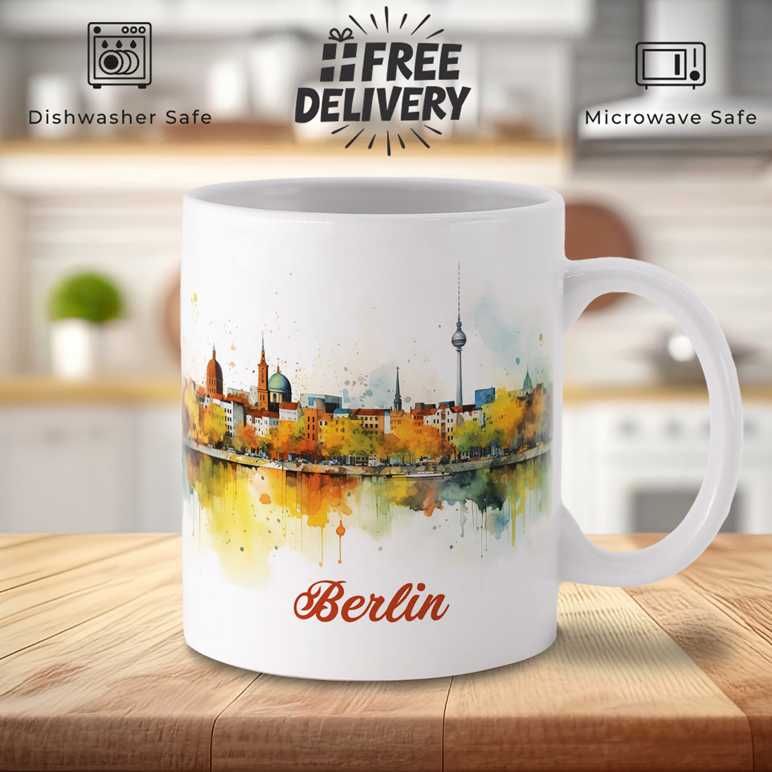 Berlin Watercolour Mug - Artistic Gift for Travel Lovers