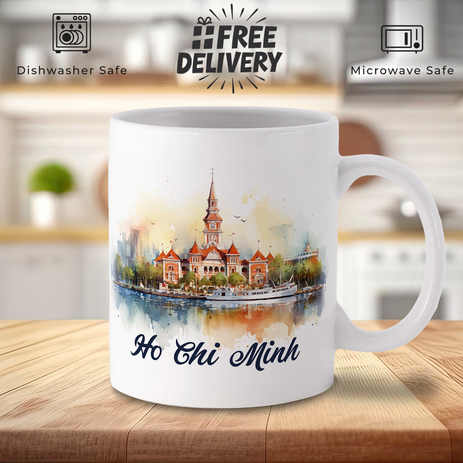 Ho Chi Minh City Watercolour Mug - Unique Travel Gift