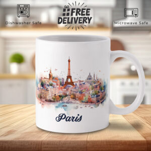 Paris Watercolour Mug - Artistic Gift for Coffee Lovers
