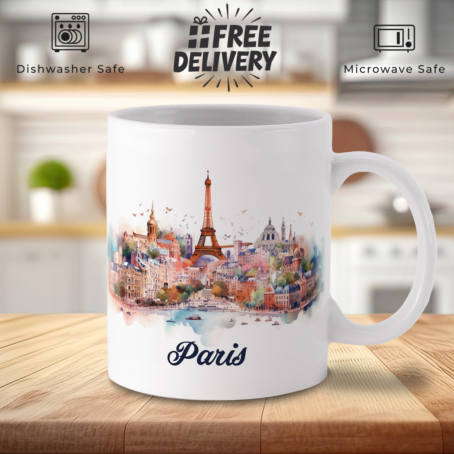 Paris Watercolour Mug - Artistic Gift for Coffee Lovers