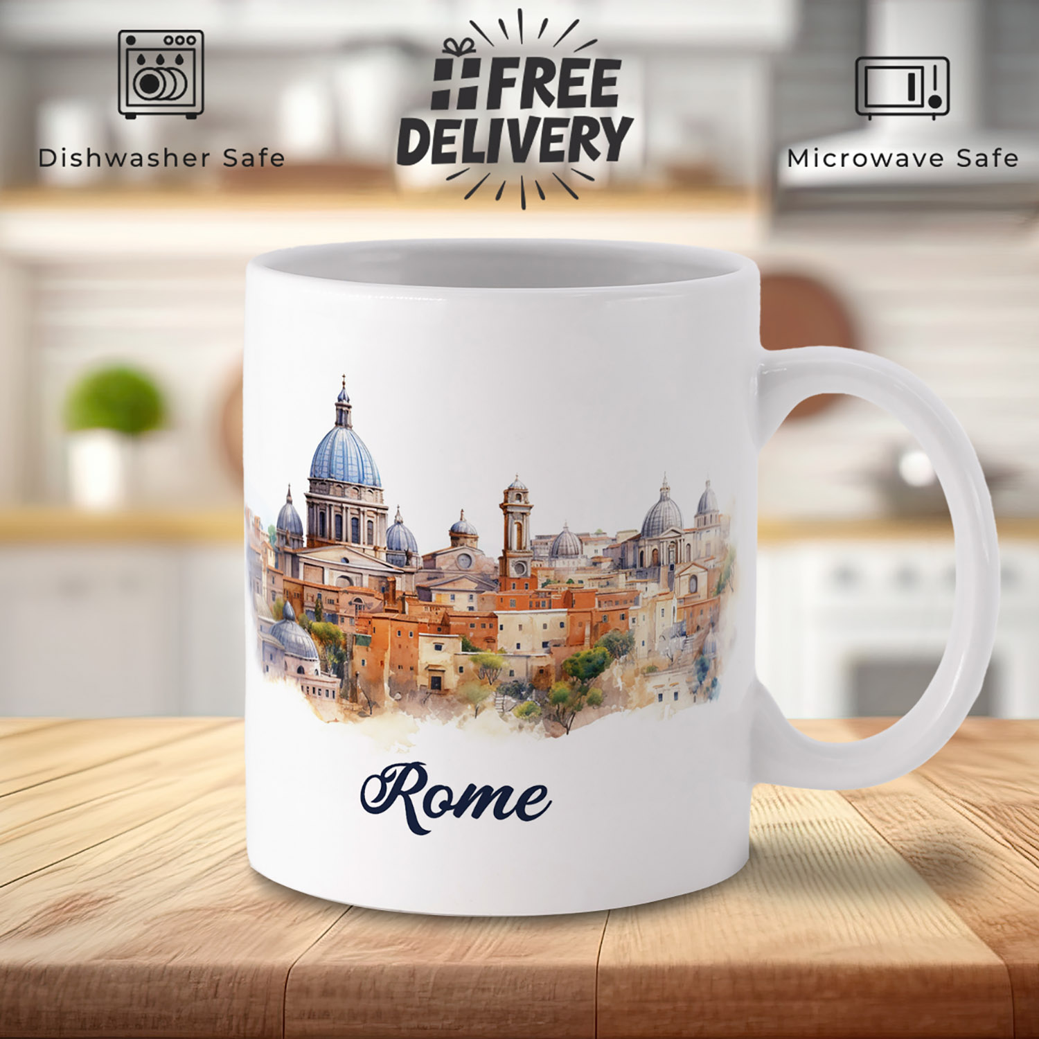 Rome Watercolour Mug - Artistic Gift for Travel Lovers