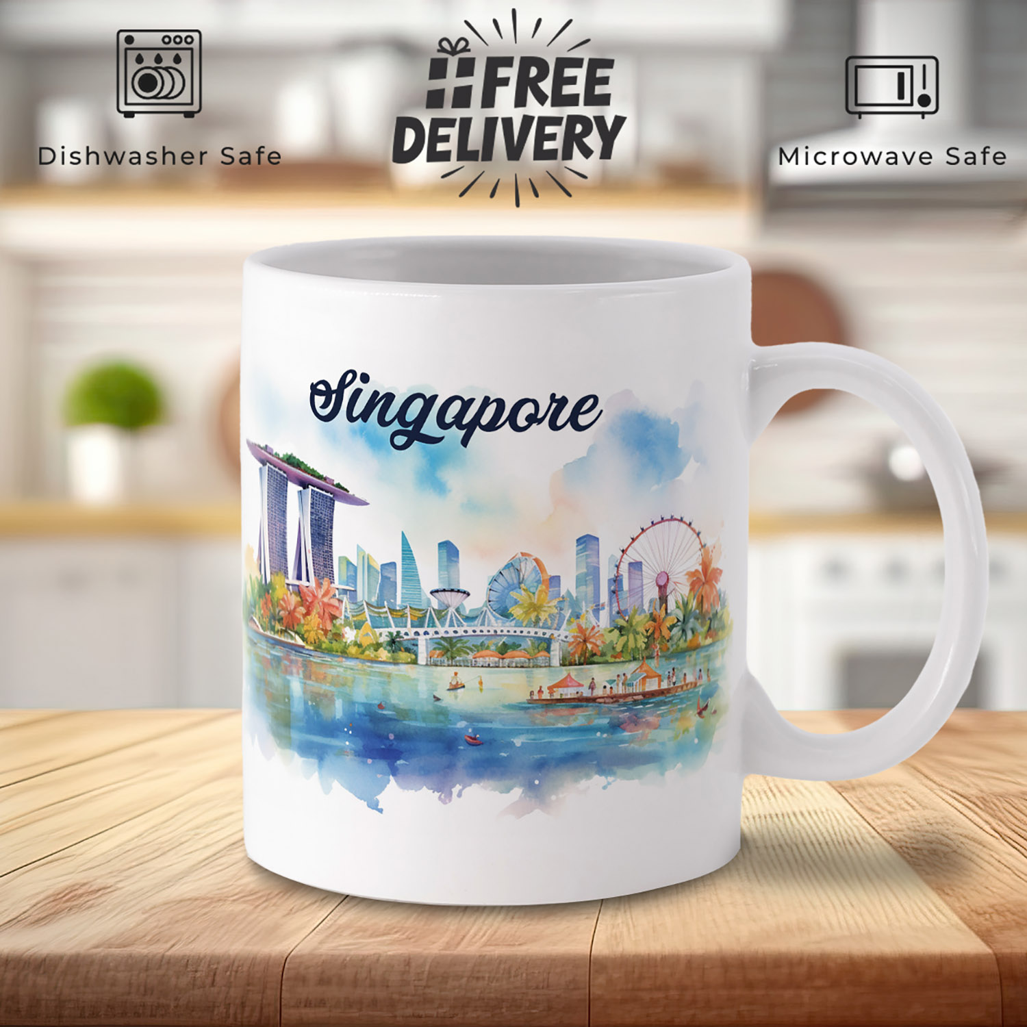 Singapore Watercolour Mug - Perfect Gift for Travel Lovers