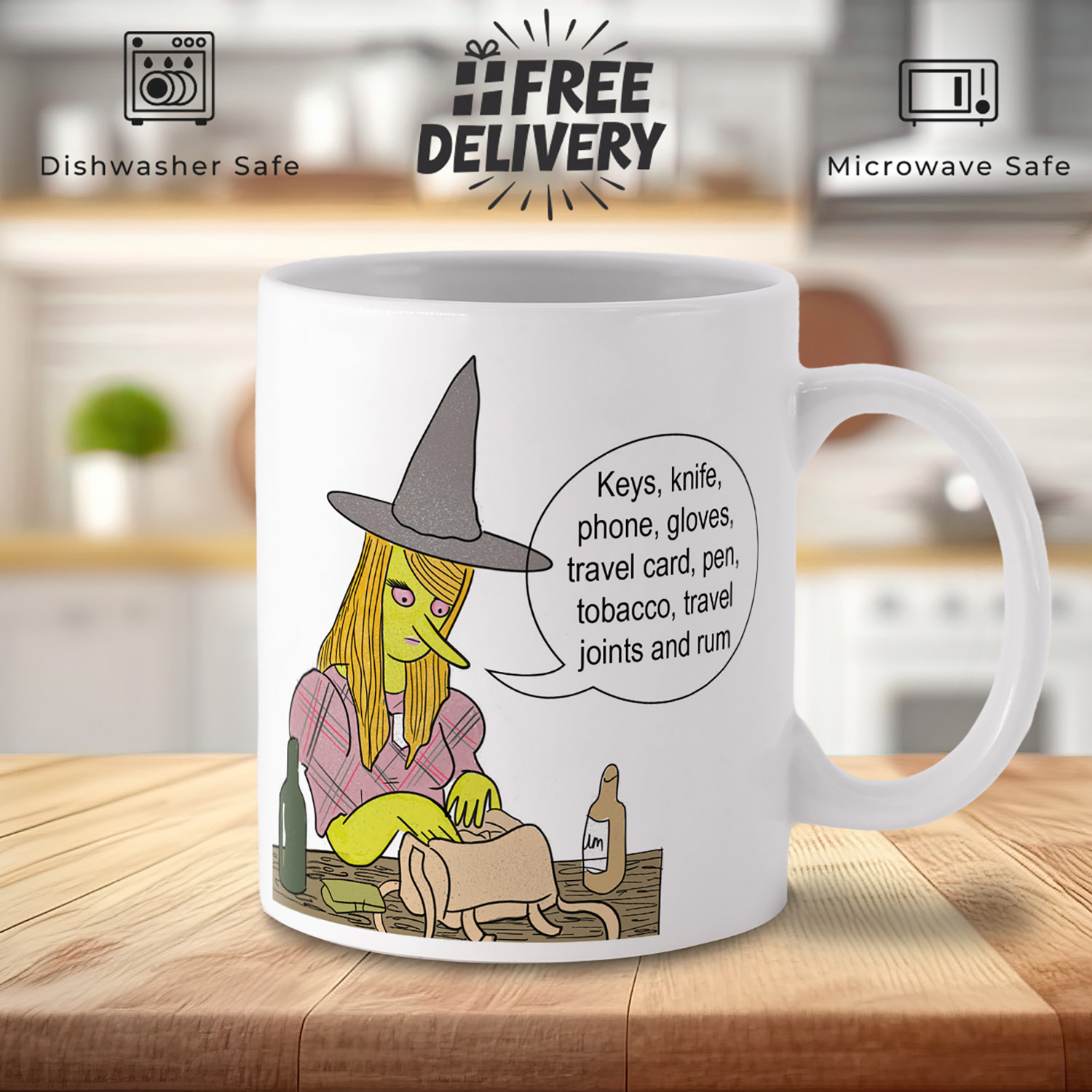 Witch Packing Her Bag Mug - Perfect for Spooky Sips!