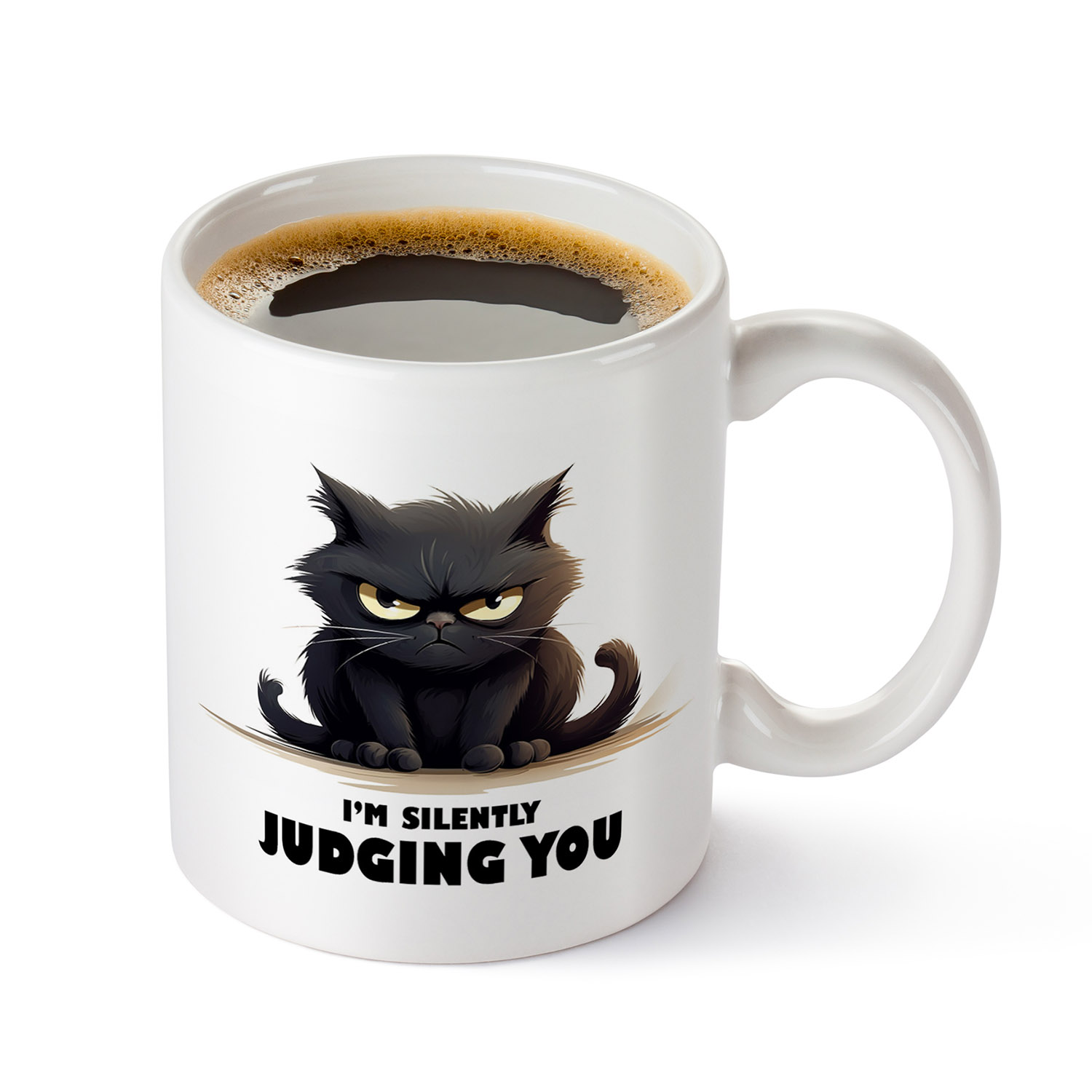 Silently Judging Black Cat Mug - 11oz Ceramic Gift for Cat Lovers