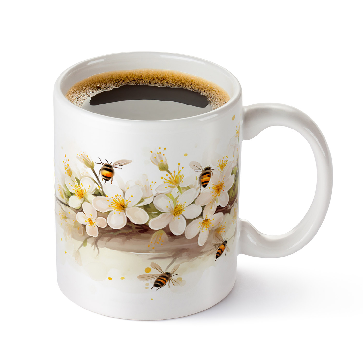 Floral Bee Garden Mug - 11oz Blossom Buzz Design