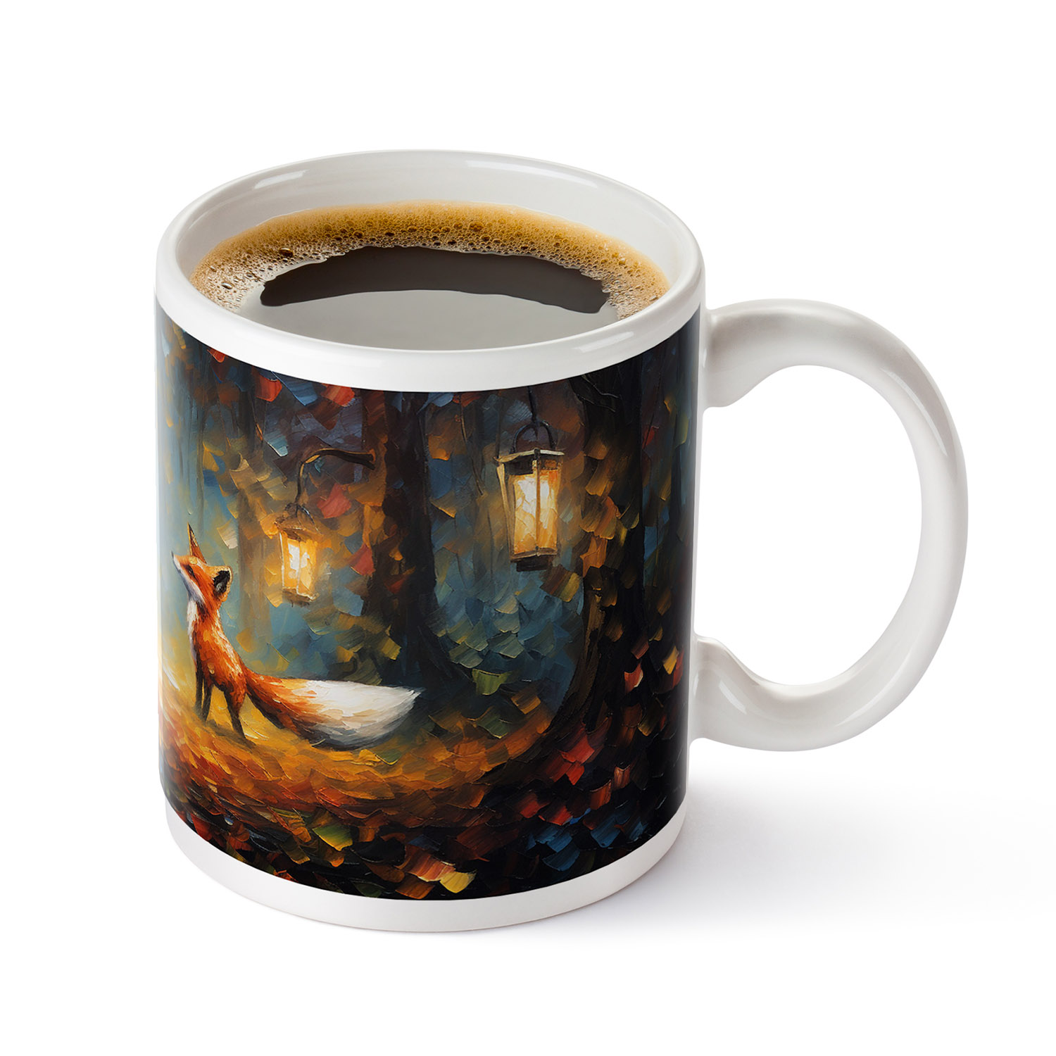 Enchanted Forest Foxes Ceramic Mug - Artistic Gift for Nature Lovers