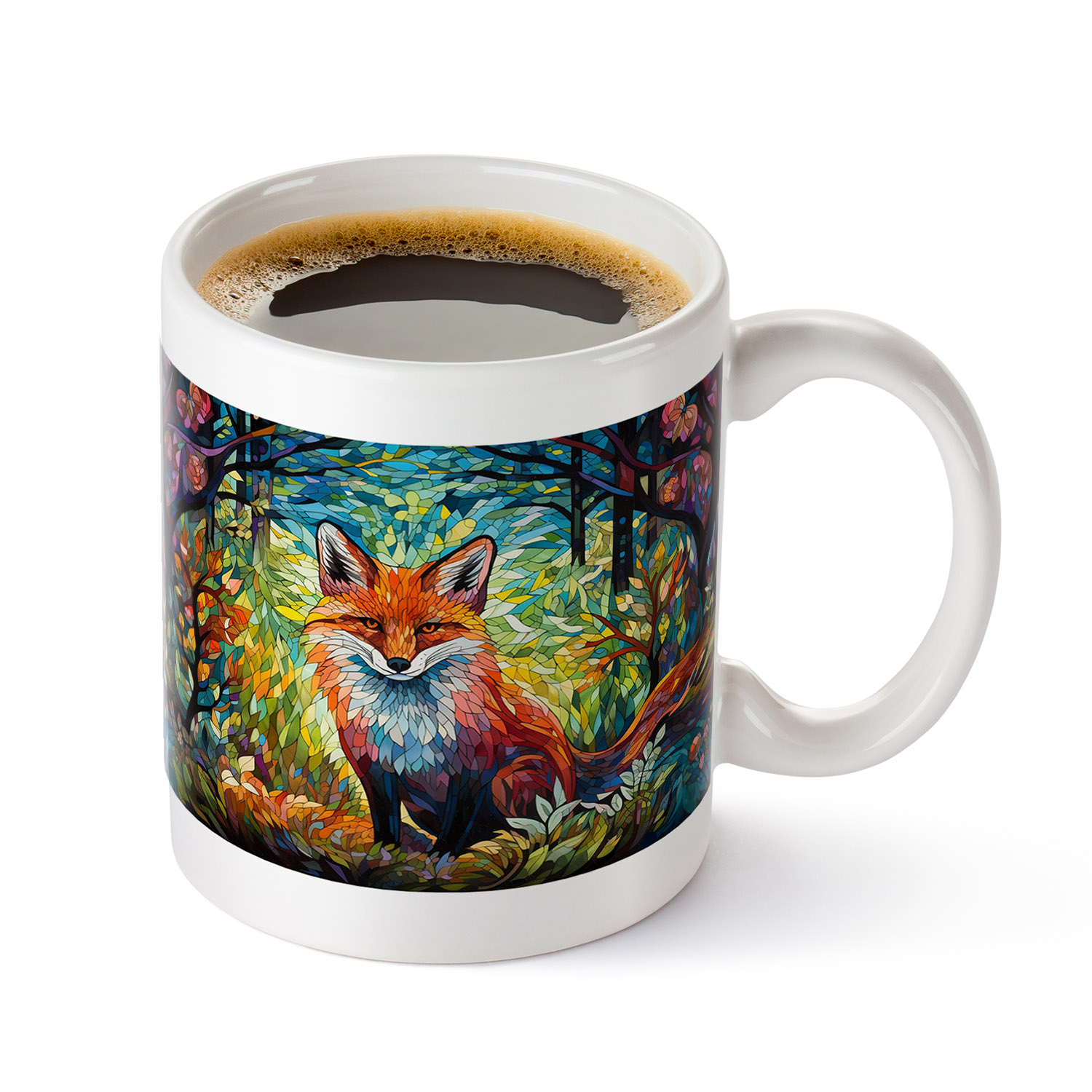 Enchanted Forest Fox Mosaic Mug - 11oz Ceramic Gift