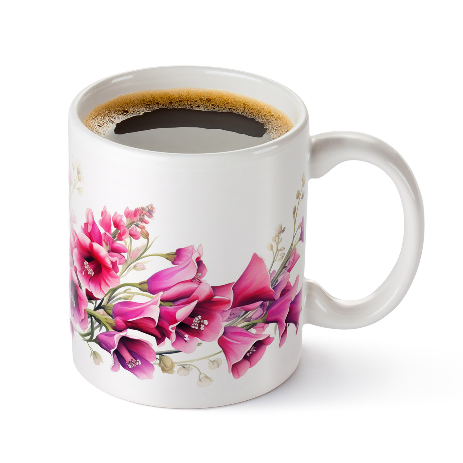 Elegant Foxglove Floral 11oz Ceramic Coffee Mug for Garden Lovers